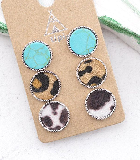 Studded Circle Earring Set