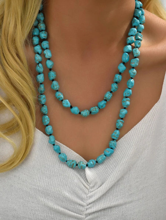 Turquoise Rock Necklace Layering Necklace