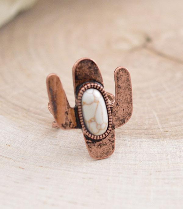 Cactus Ring With White Stone