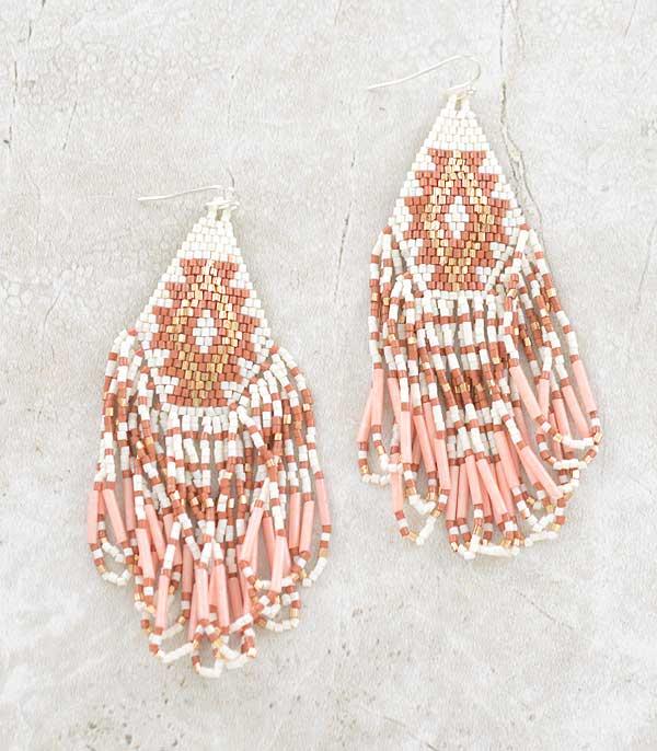 Tan Beaded Earrings