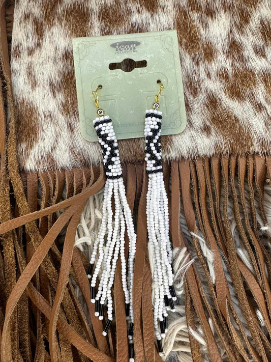 Black and White Beaded  Earrings