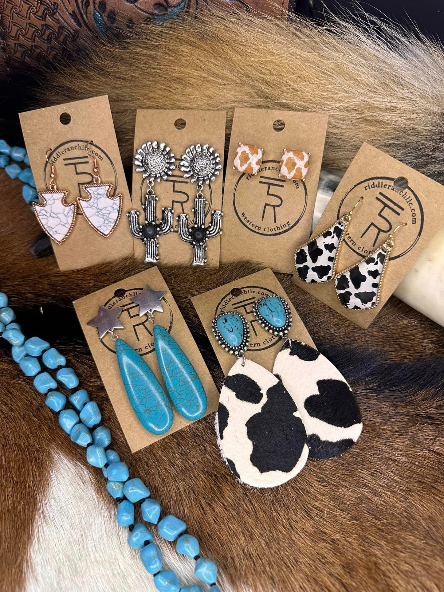 Cow Hide Drop Earrings