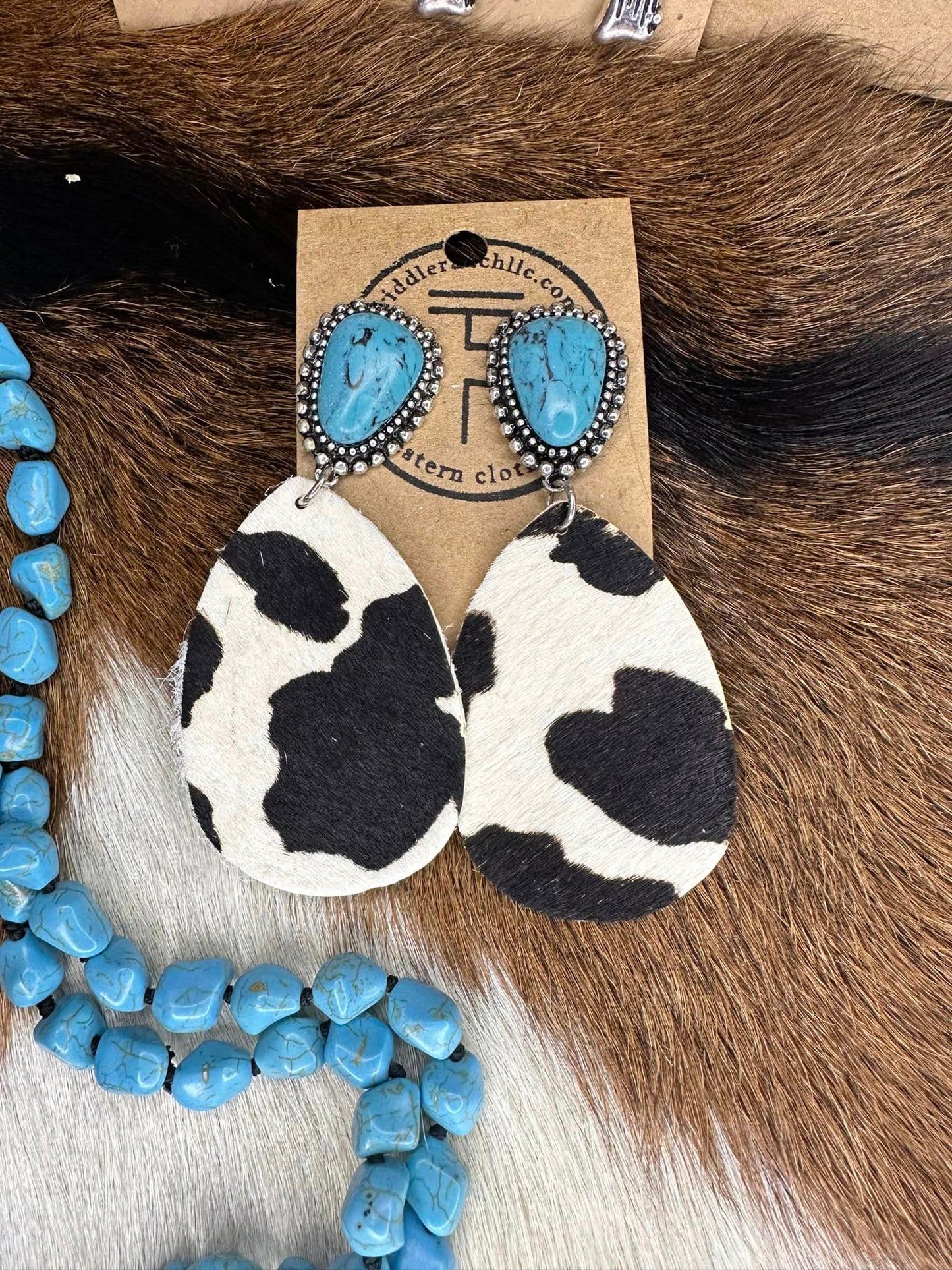 Cow Hide Drop Earrings