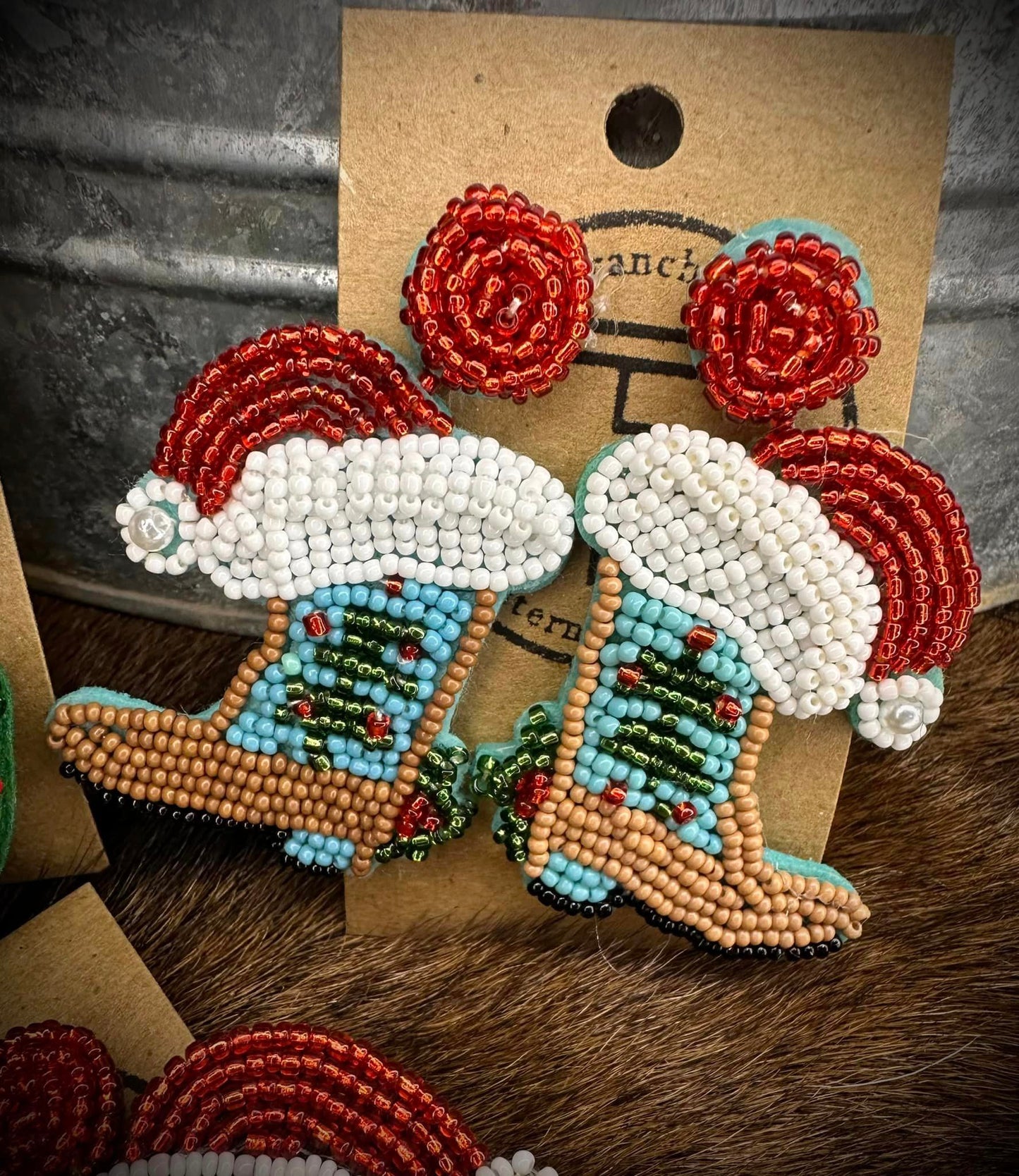 Cowboy Boot Christmas Earrings