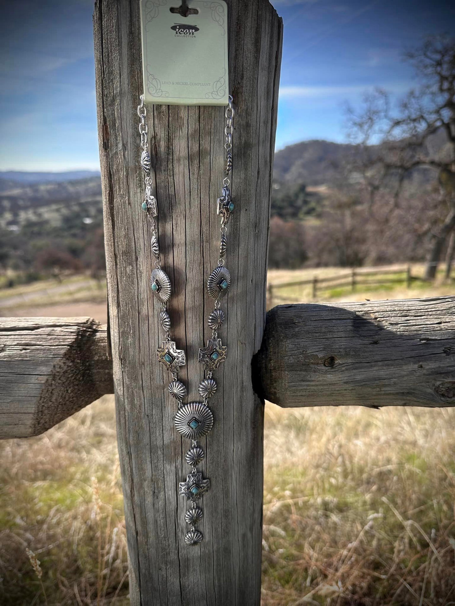 Western Concho Drop Necklace