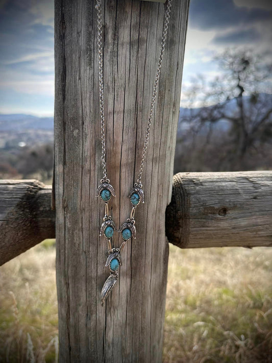 Turquoise Feather Necklace