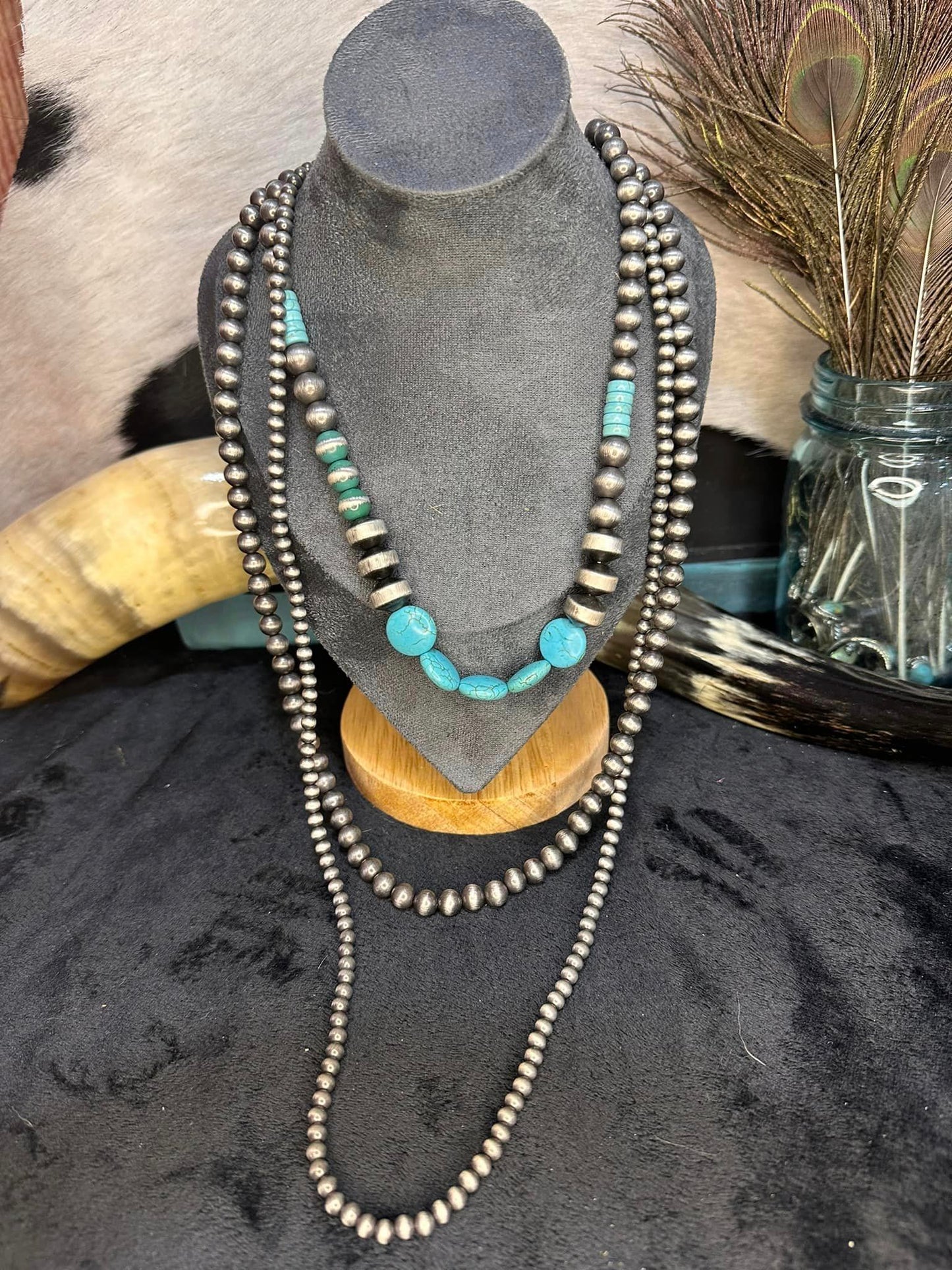 Western Navajo Pearl Layered Necklace