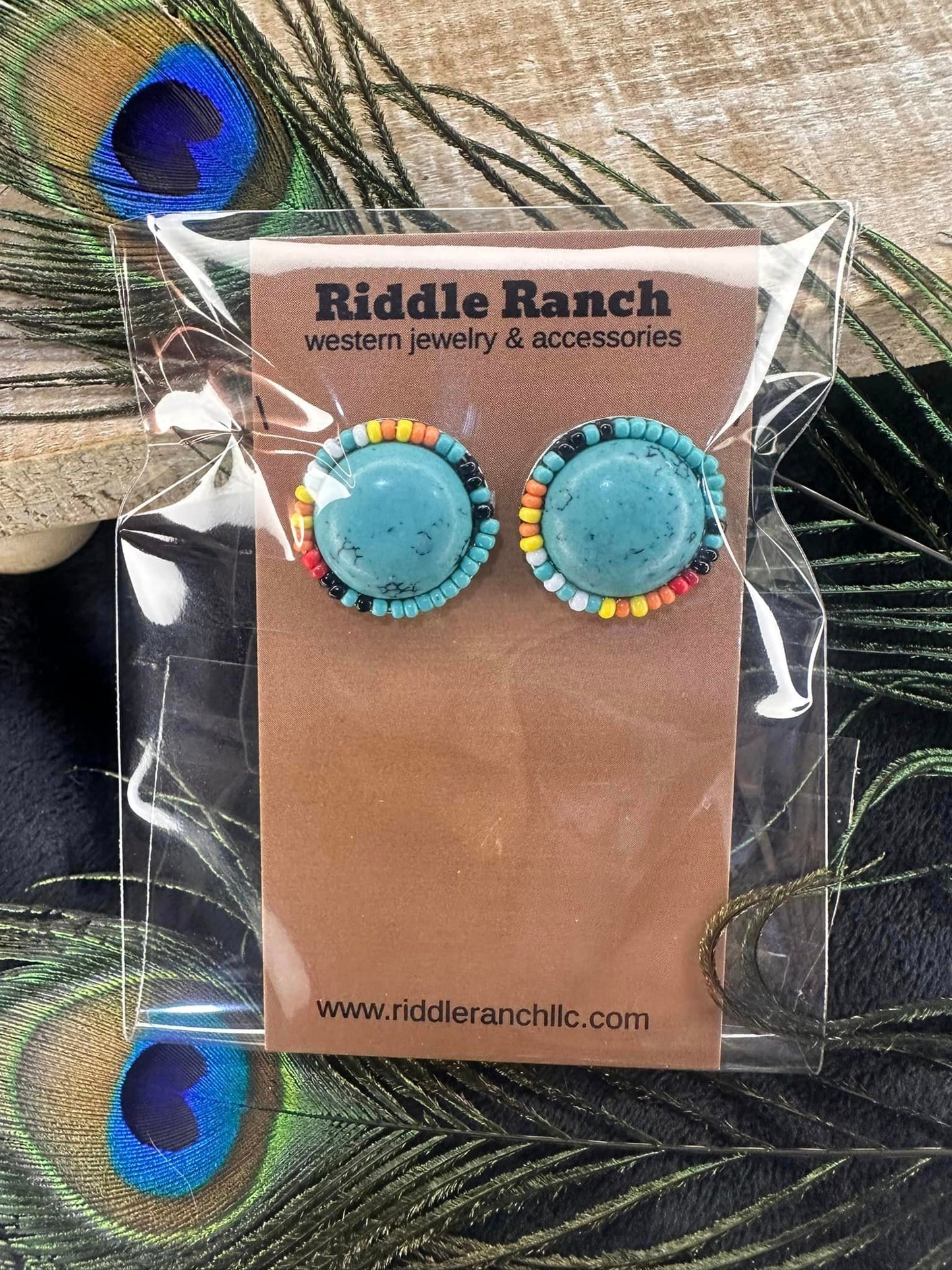 Beaded Turquoise Studded Earrings