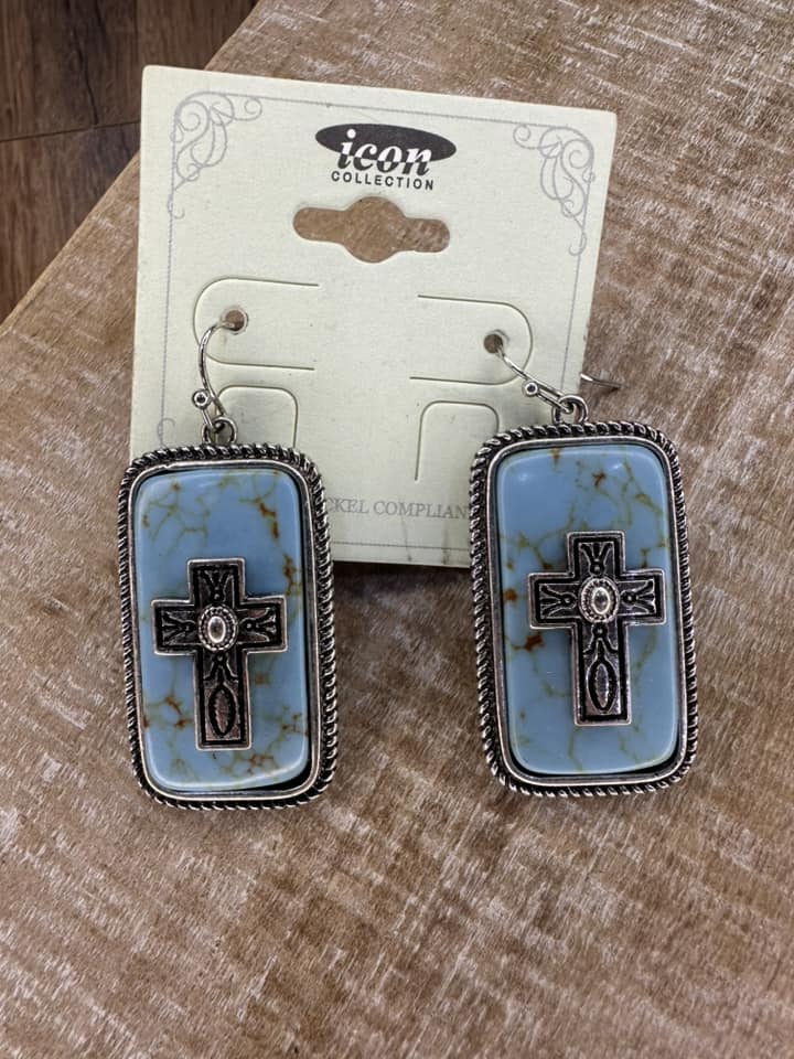 Turquoise Cross Earrings