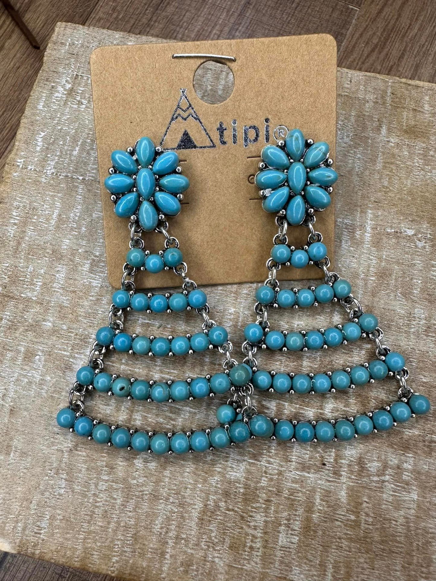 Tiered Turquoise Stone Earrings