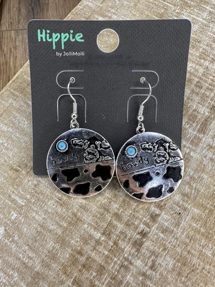 Circle Cow Howdy Earrings