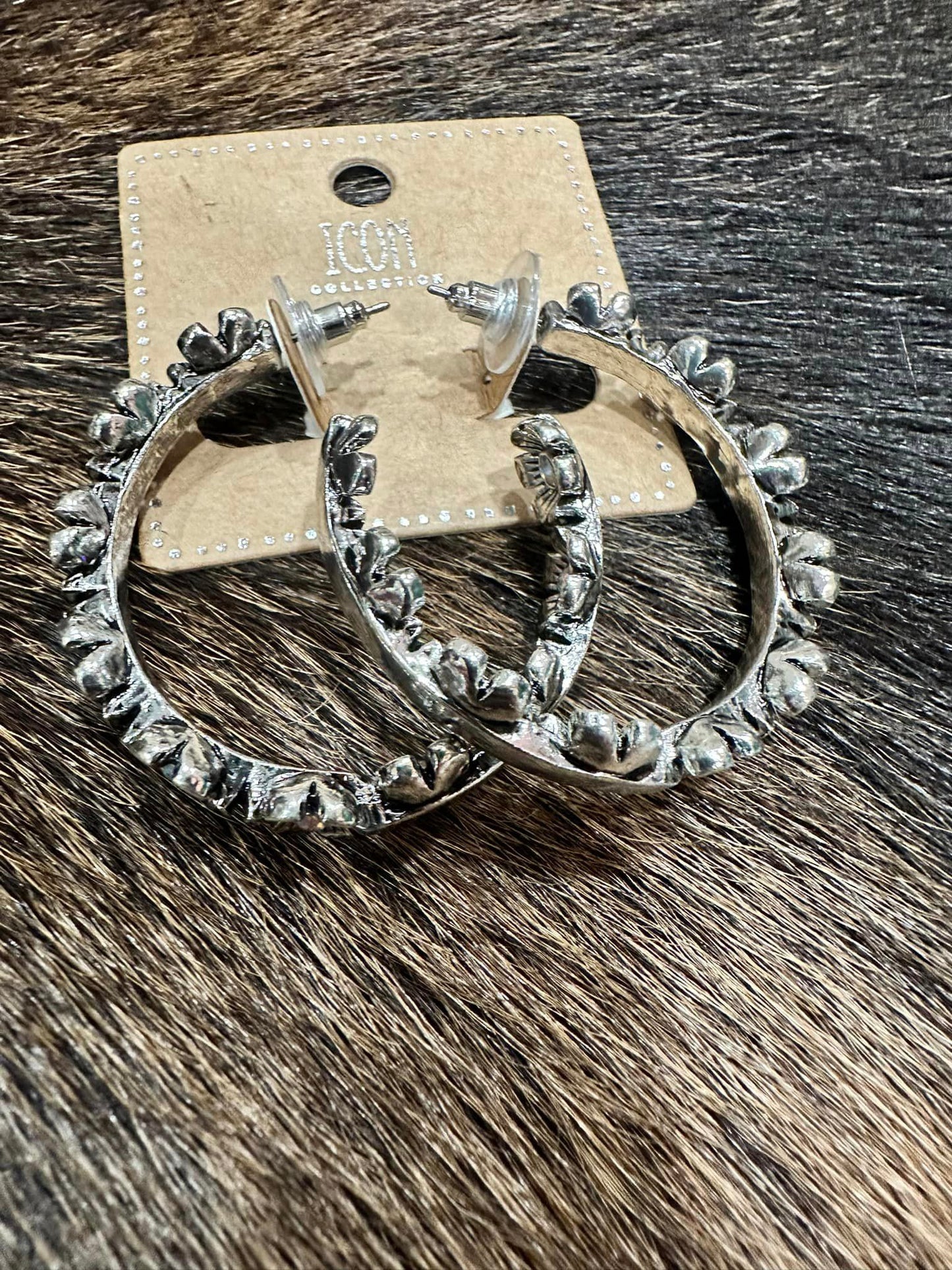 Rhinestone Floral Hoop Earrings