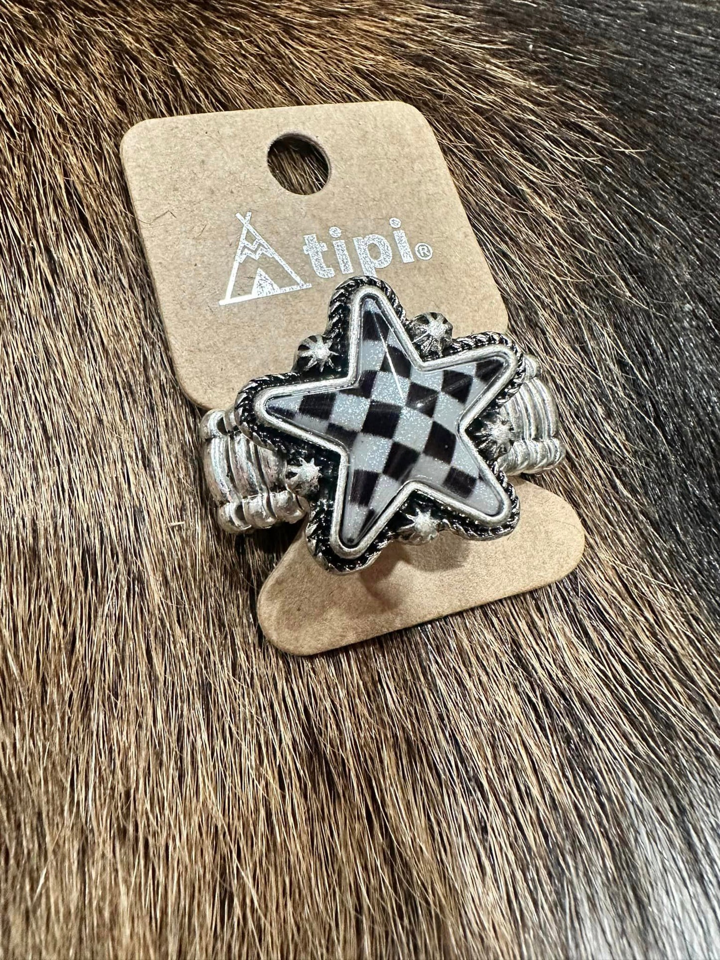 Checkered Star Ring