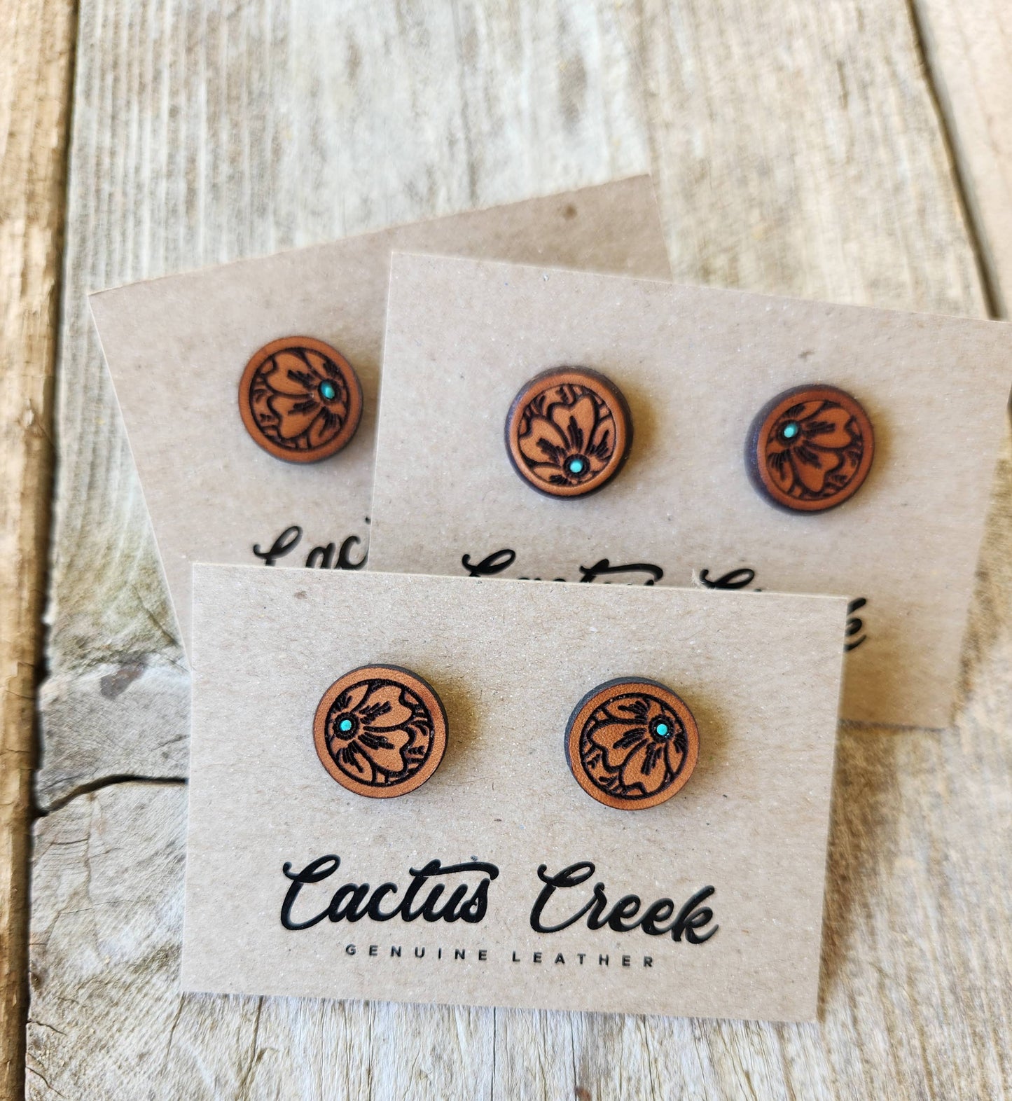 "Millie" Handmade Genuine Leather Stud Earrings