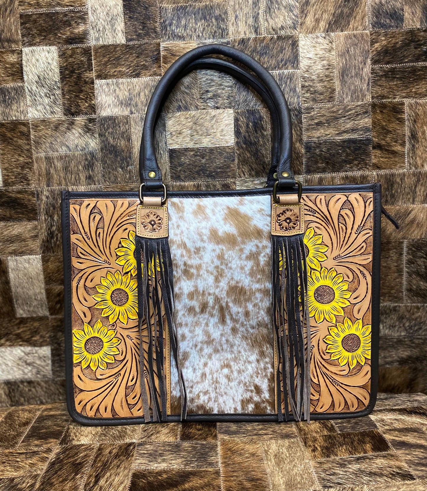 Sunflowers Cowhide Purse