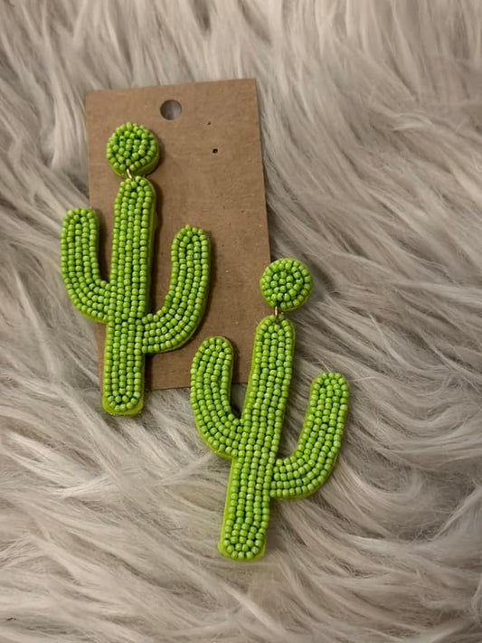 Beaded Cactus Earrings