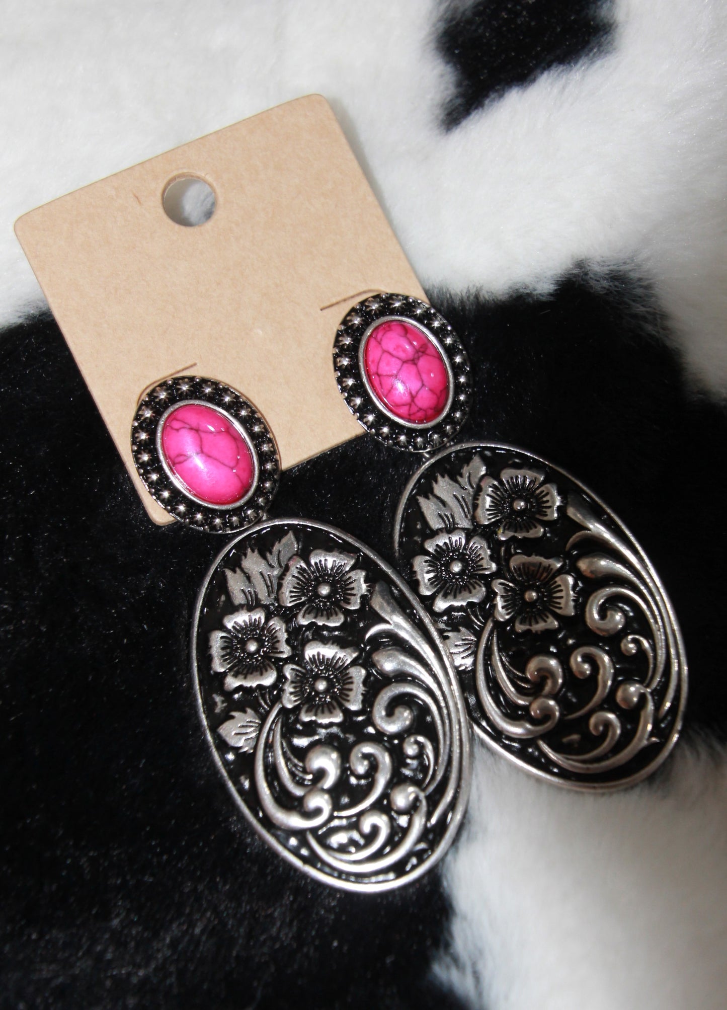 Pink Flower Drop Earrings