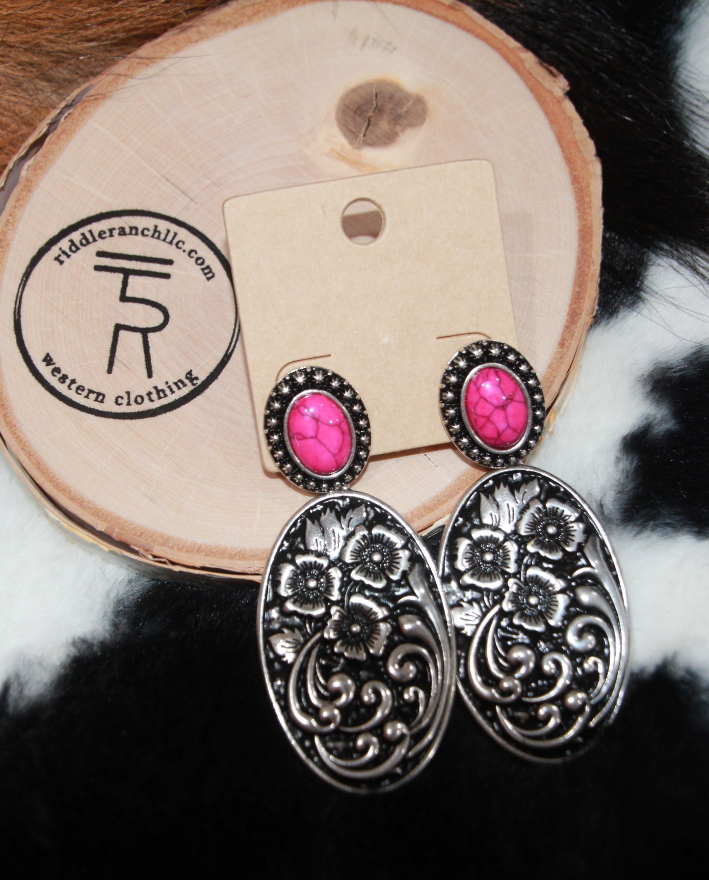 Pink Flower Drop Earrings