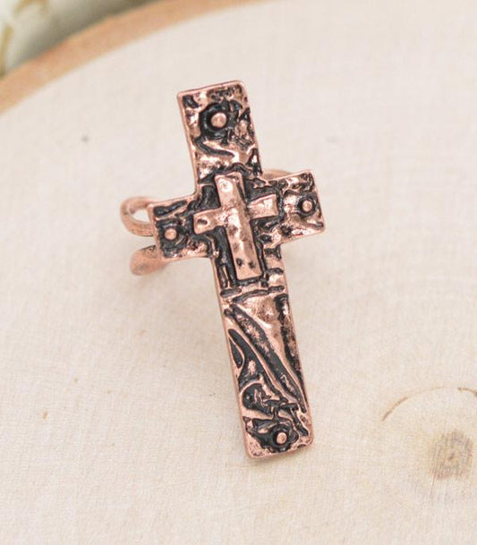 Copper Cross Ring