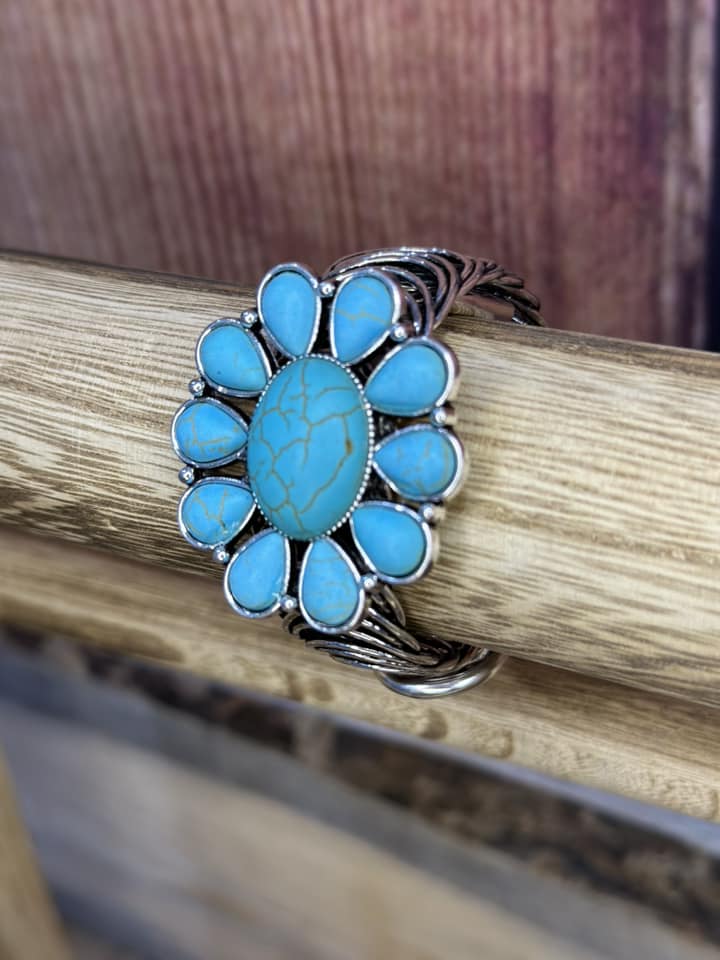 Turquoise Flower Wrap Bracelet