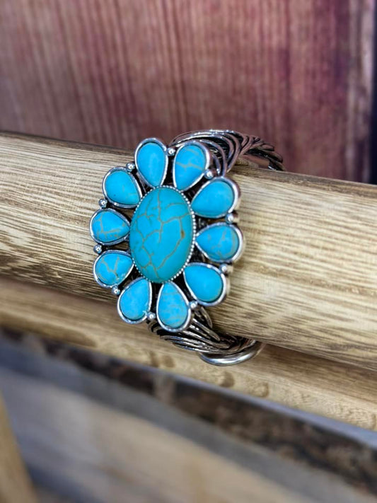 Turquoise Flower Wrap Bracelet