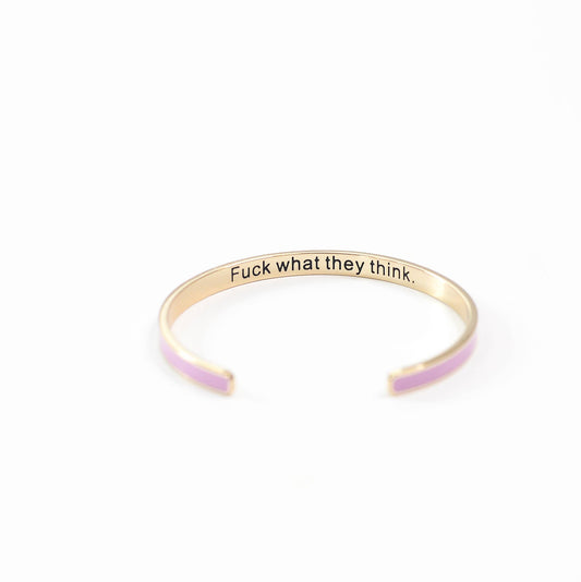 Fuck What They Think Light Pink Enamel Bangle Bracelet