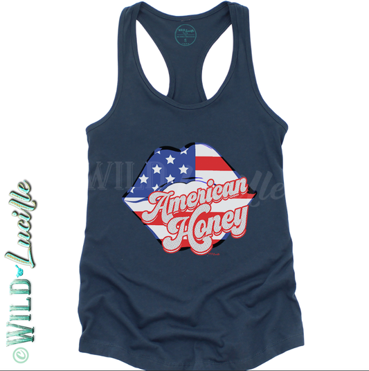 American Honey Kiss - Patriotic Womens print Tanks