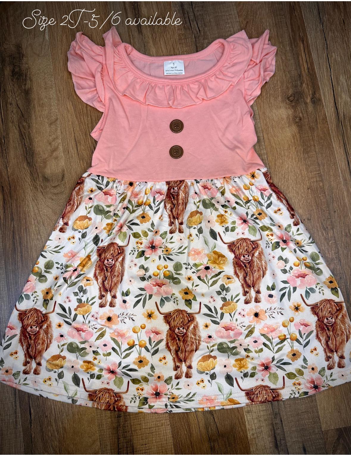 Pink Western Highland Cow Girls Dress